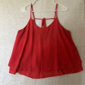 Forever 21 Red/Orange Chiffon Tie-Back Cami Top Flowy 2010s Summer Tank